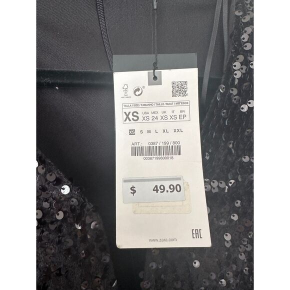 ZARA SEQUINED VELVET BLAZER DRESS NWT Size XS - Picture 6 of 15